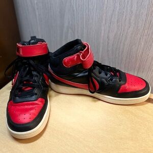 Red and Black High-Top Sneakers